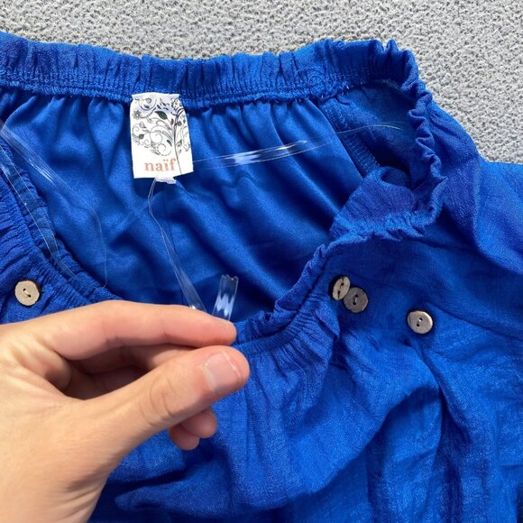 Anthropologie NAÏF Rayon Blend Shift Dress Lined Boat Neck Raglan Sleeve Blue M - Picture 9 of 12